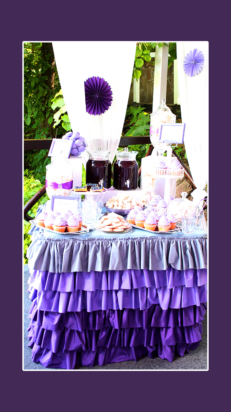 Candy Bar Hochzeit in Violett und Lila